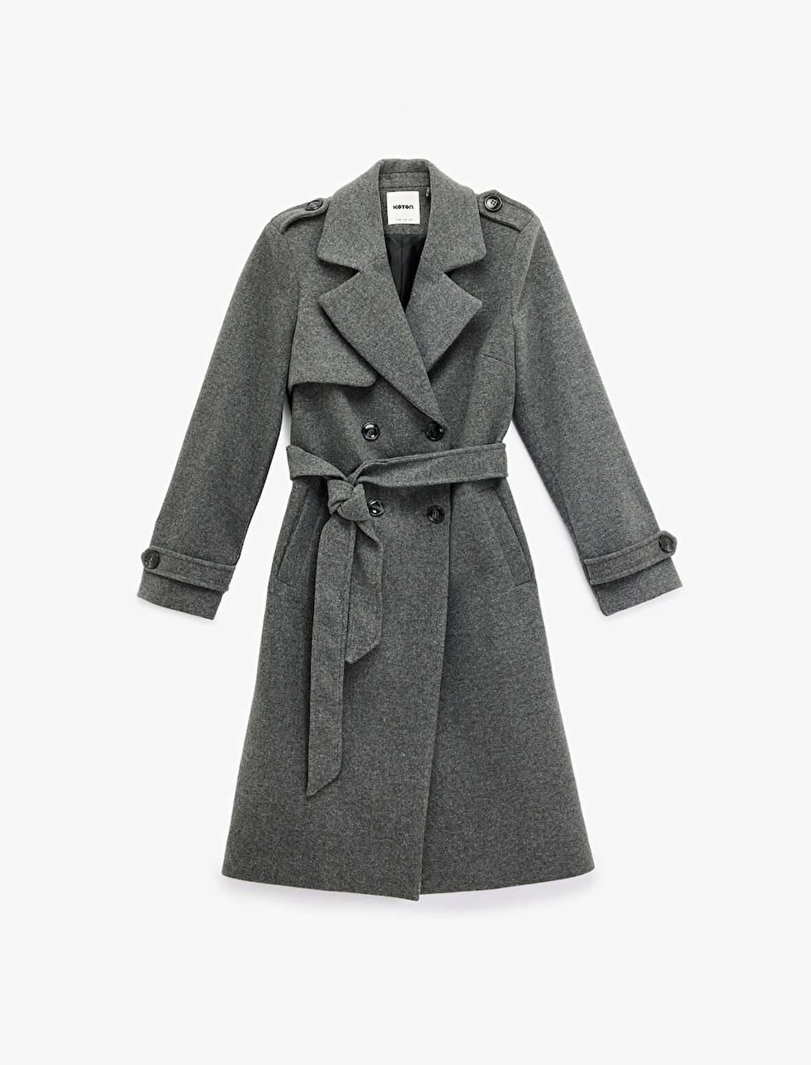 Cepli Uzun Kollu Kemerli Kruvaze Uzun Kaşe Kaban