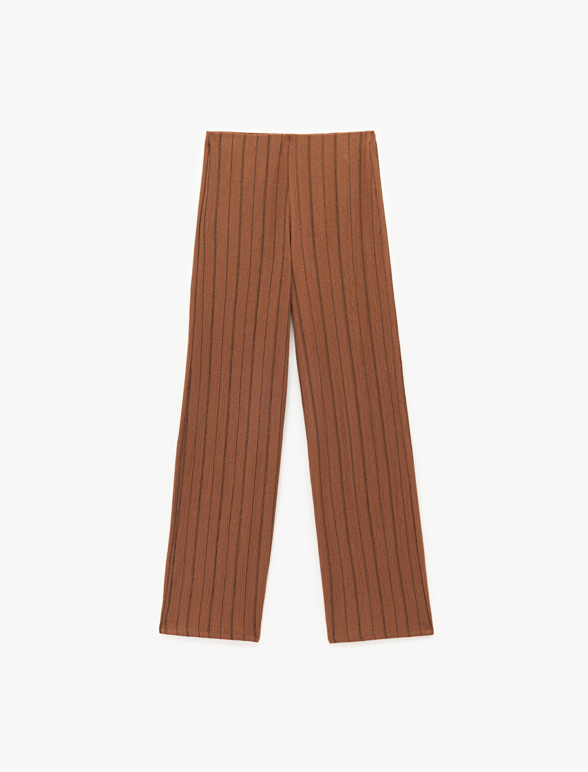 Beli Lastikli Yüksek Bel Çizgili Bürümcük Geniş Paça Pantolon