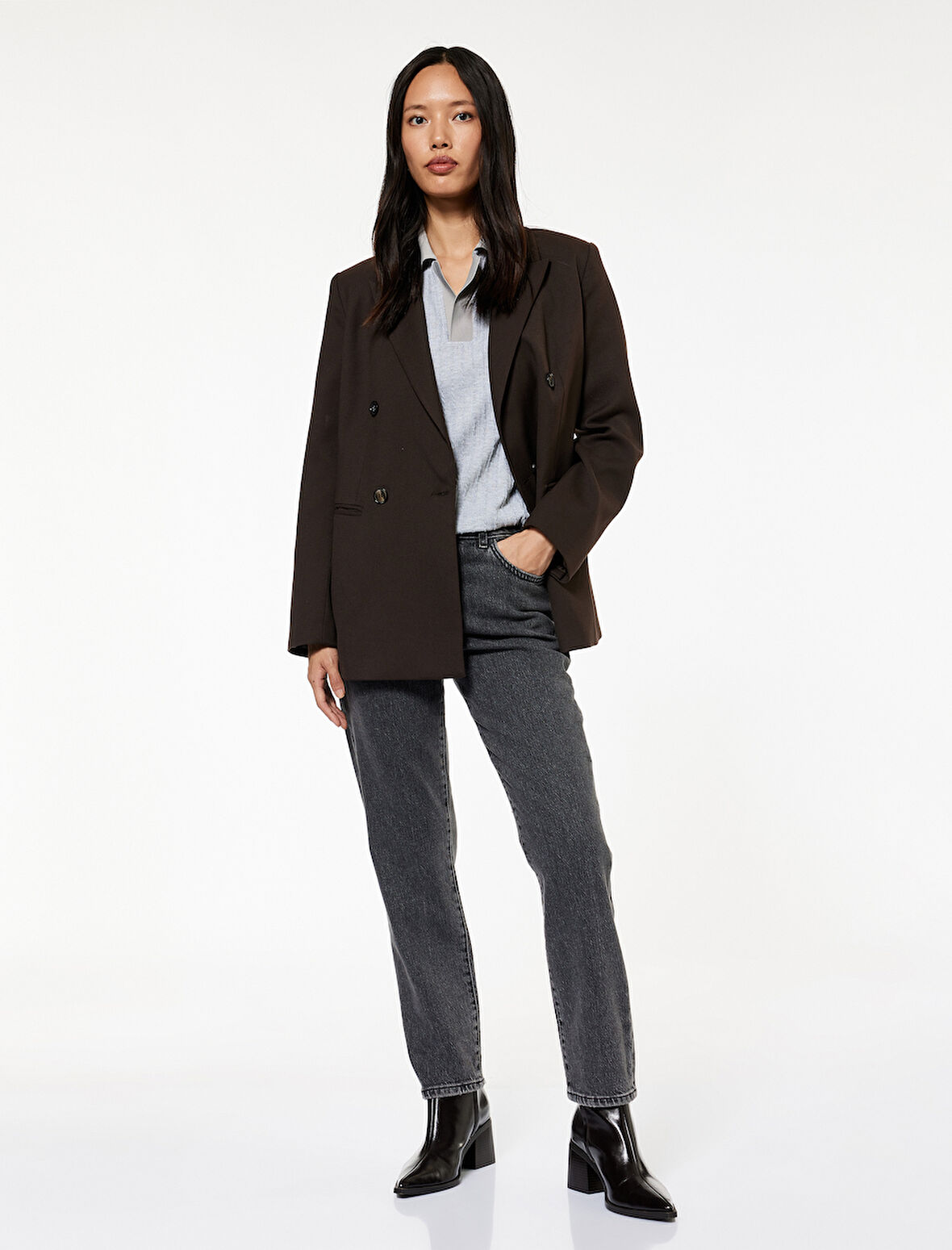 Slim Fit Cepli Düğmeli Pamuklu Yıkamalı Düz Paça Jean Pantolon - Straight Jeans