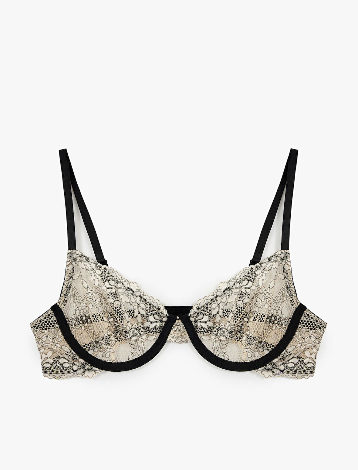 Transparan Çiçekli Balenli Dantel Sütyen