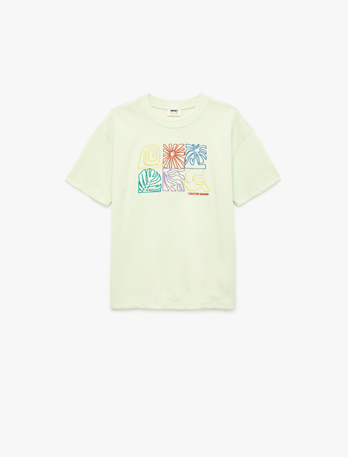 Pamuklu Nakış Detaylı Kısa Kollu Bisiklet Yaka Tişört