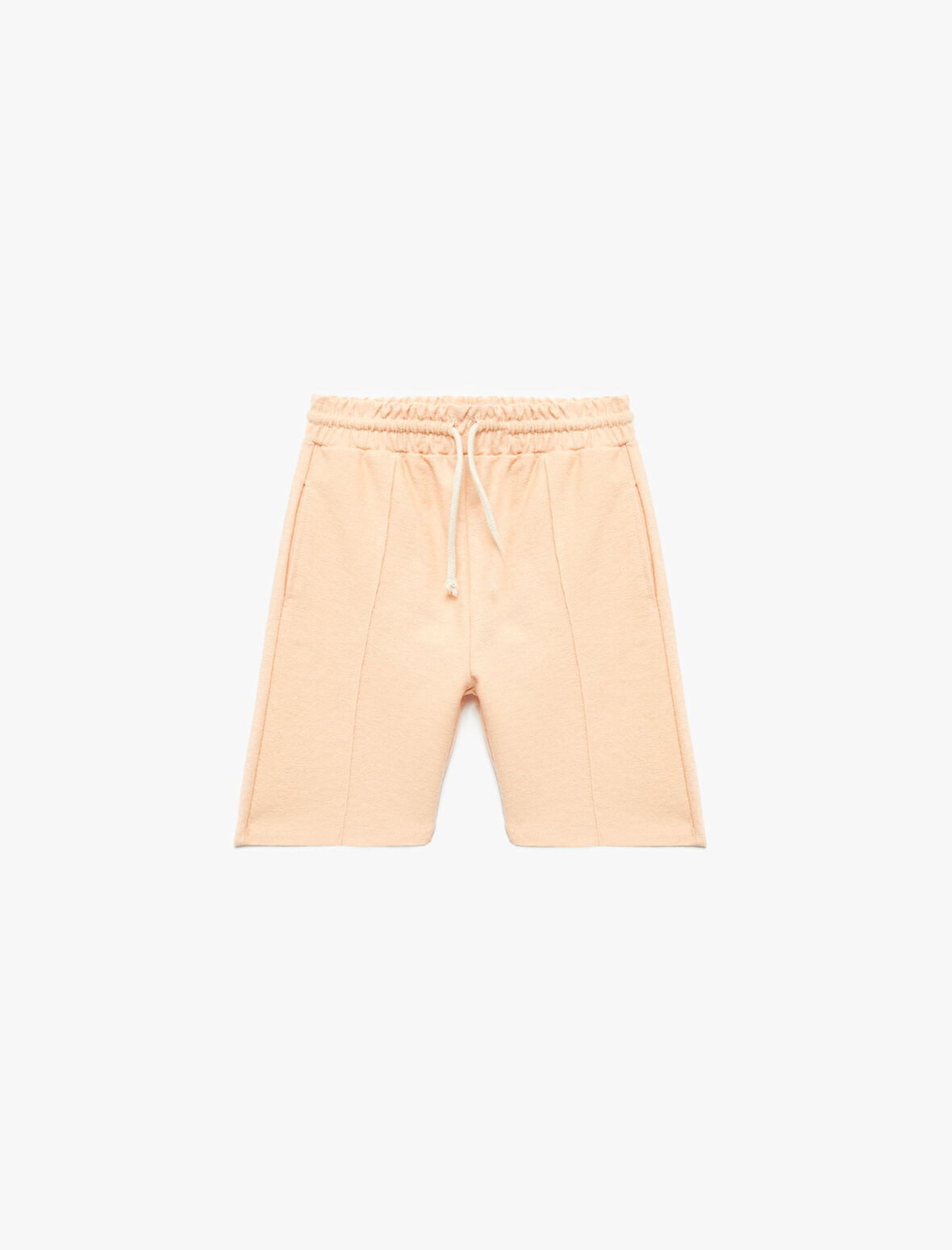 Nervür Detaylı Pamuklu Beli Bağcıklı Cepli Bermuda Şort