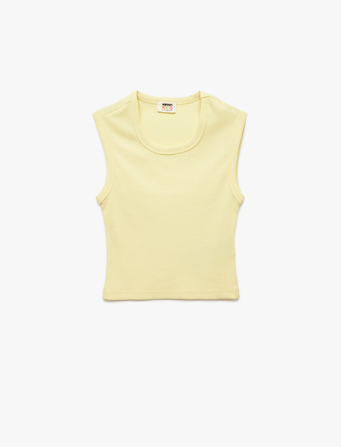 Pamuklu Kolsuz Bisiklet Yaka Fitilli Slim Fit Crop Atlet