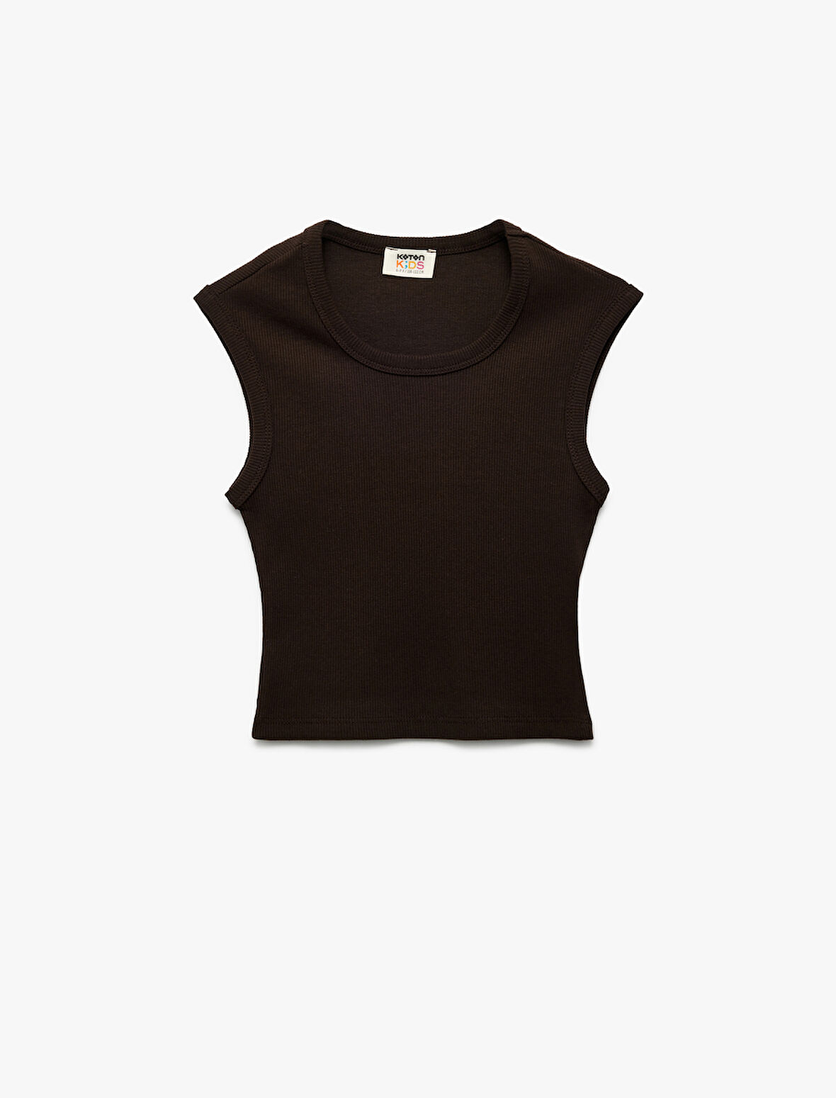 Pamuklu Kolsuz Bisiklet Yaka Fitilli Slim Fit Crop Atlet