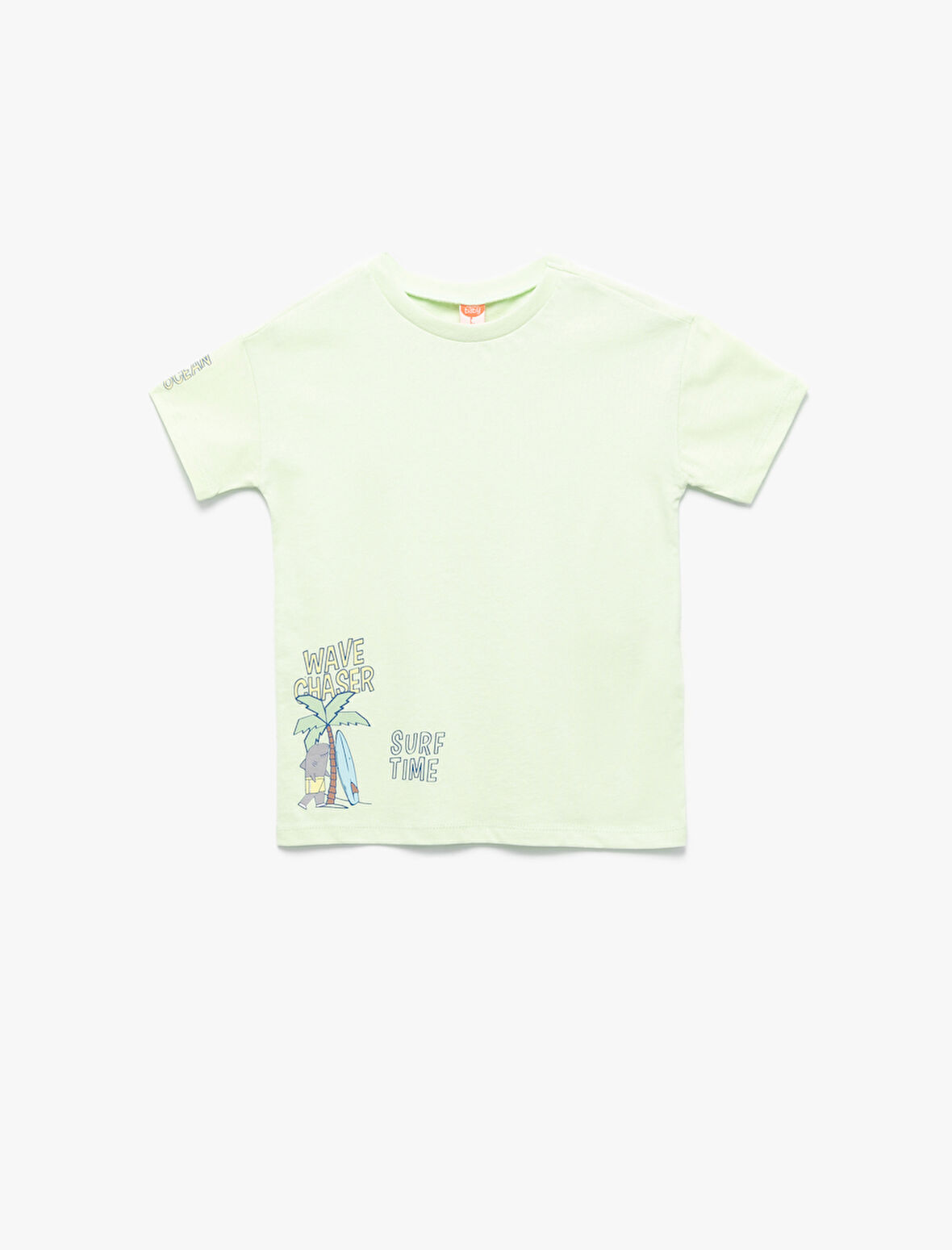 Baskılı Kısa Kollu Bisiklet Yaka Pamuklu Tişört