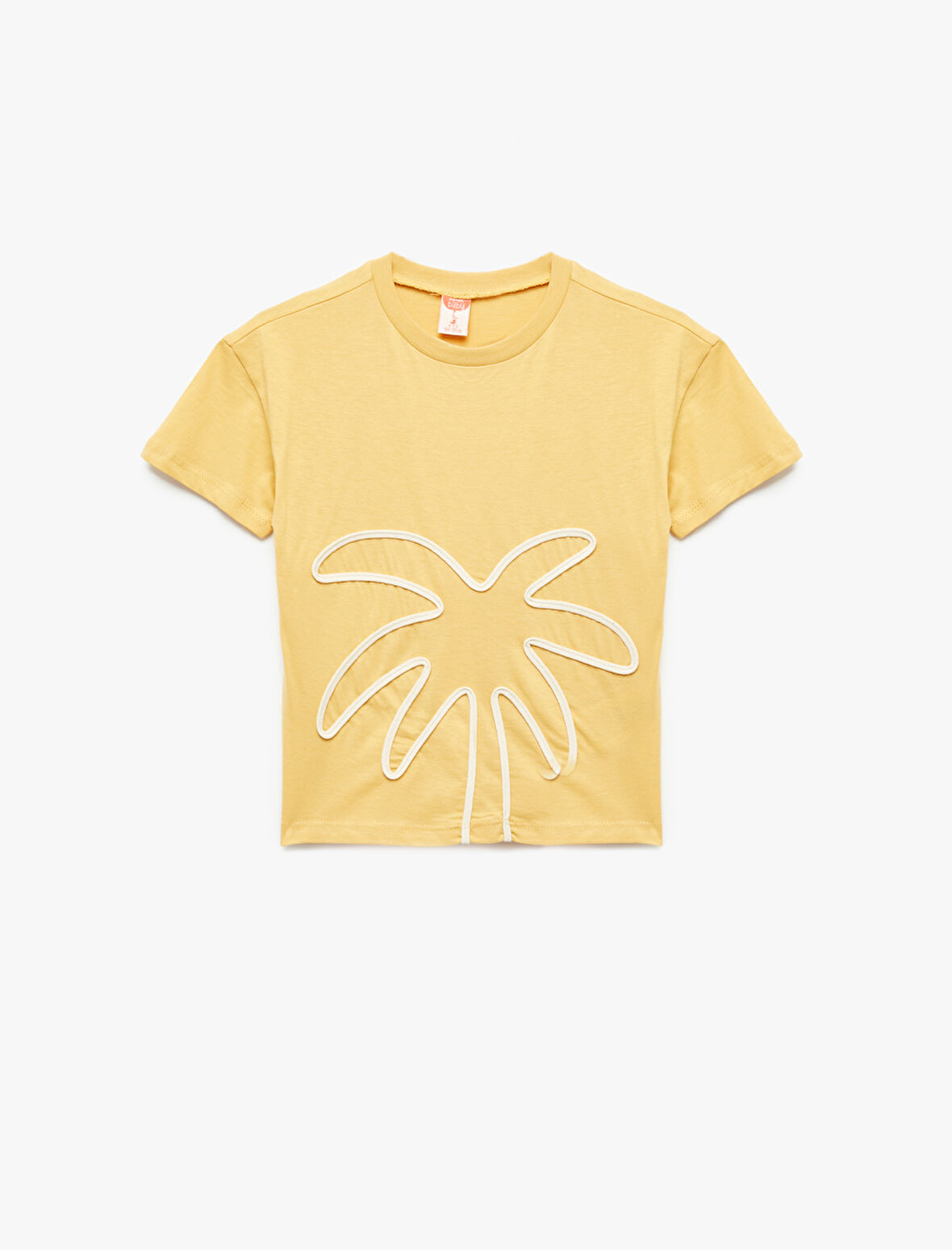 Palmiye Baskılı Bisiklet Yaka Kısa Kollu Pamuklu Tişört