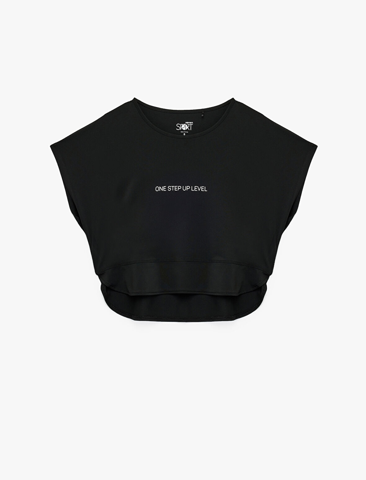 Kısa Kollu Bisiklet Yaka Baskılı Rahat Kalıp Crop Spor Tişört