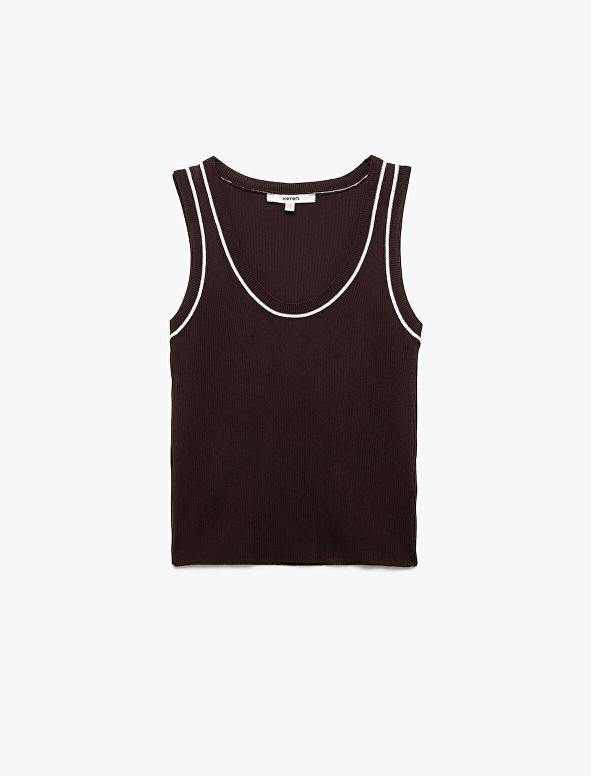 Renk Kontrastlı Kolsuz U Yaka Triko Atlet