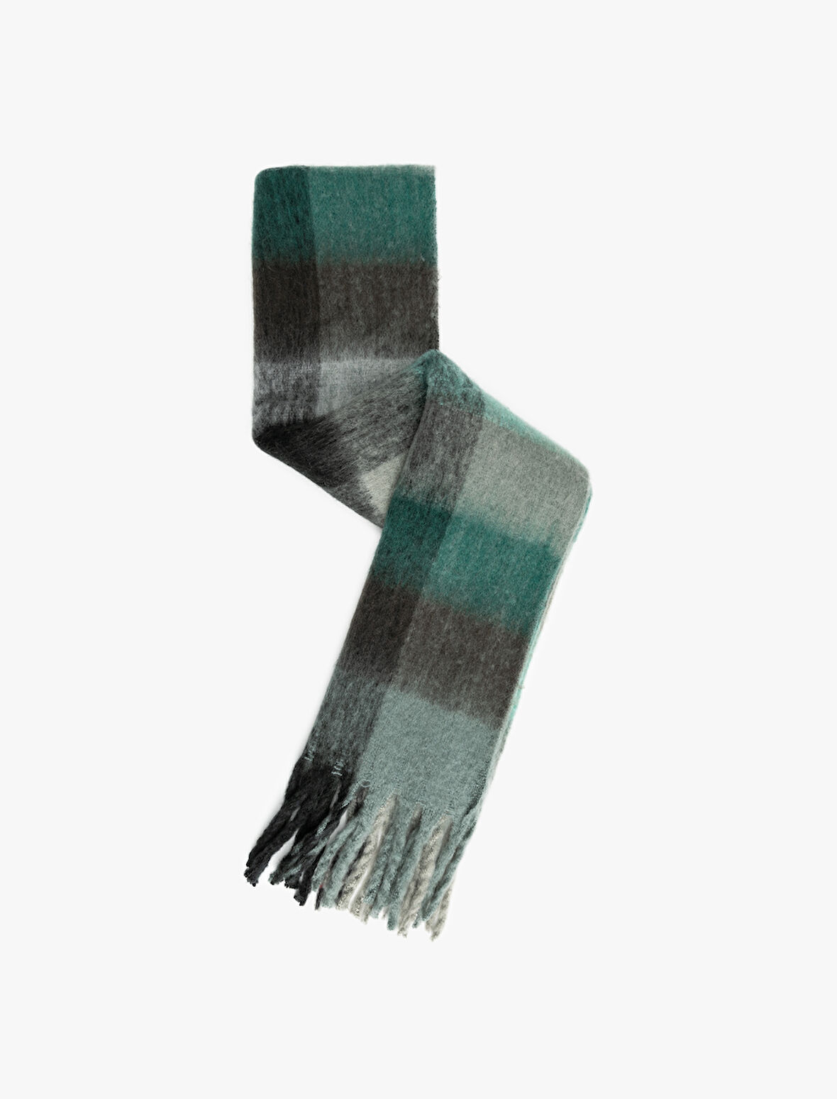 Yumuşak Dokulu Püsküllü Ekoseli Uzun Atkı