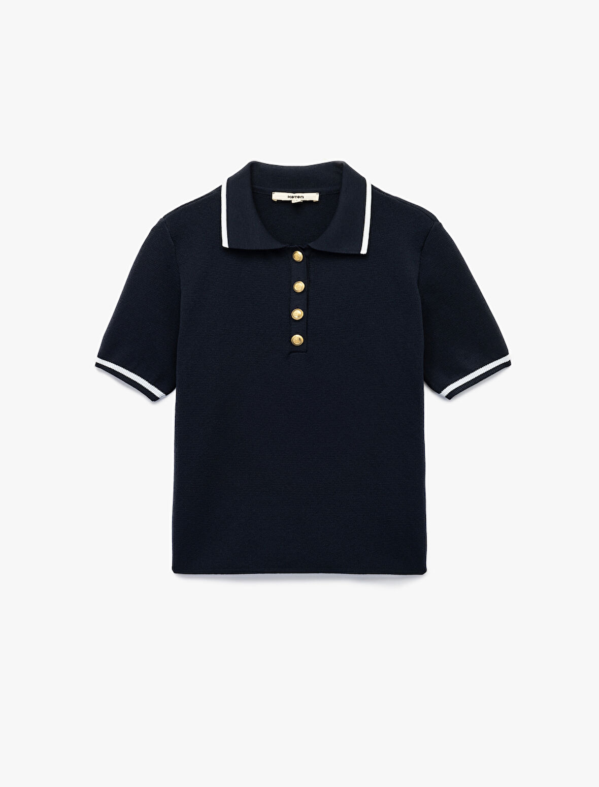 Düğmeli Kısa Kollu Polo Yaka Triko Kazak