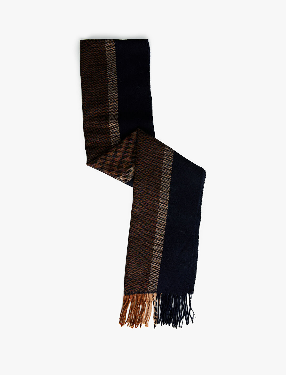 Çizgili Uzun Püsküllü Atkı