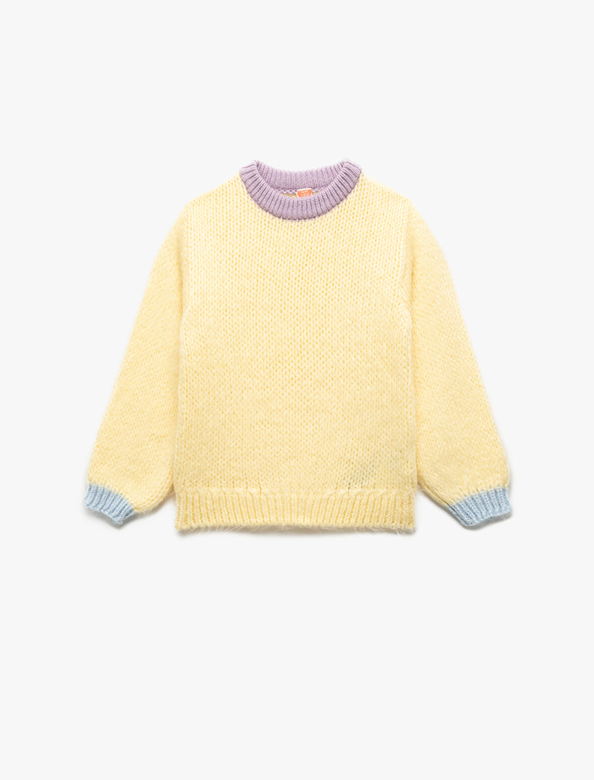 Uzun Kollu Bisiklet Yaka Renk Bloklu Triko Kazak