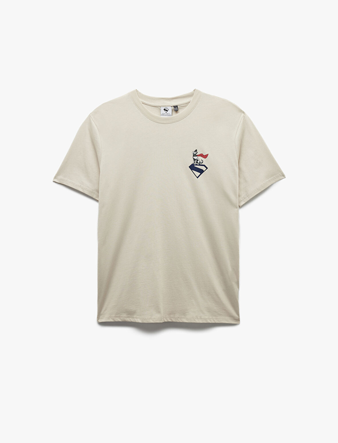 Kısa Kollu Pamuklu Regular Fit Bisiklet Yaka Arkası Baskılı Lisanslı Superman Tişört