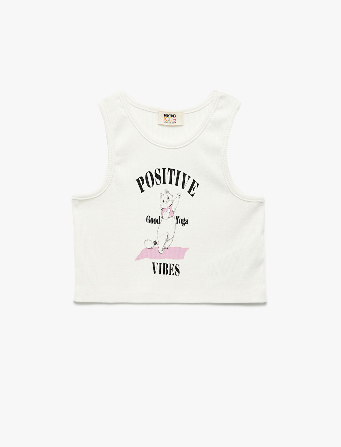 Pamuklu Bisiklet Yaka Dar Kesim Kedi Baskılı Kolsuz Atlet