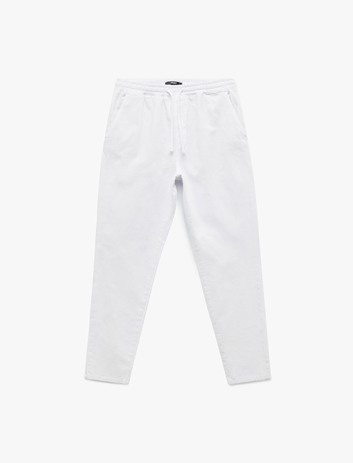 Beli Bağcıklı Pamuklu Cep Detaylı Kanvas Chino Pantolon
