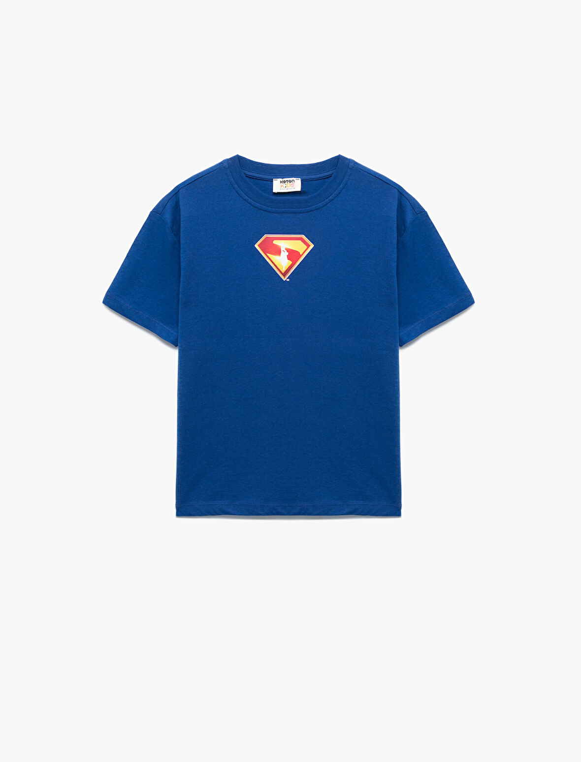 Pamuklu Kısa Kollu Bisiklet Yaka Lisanslı Arkası Superman Baskılı Tişört