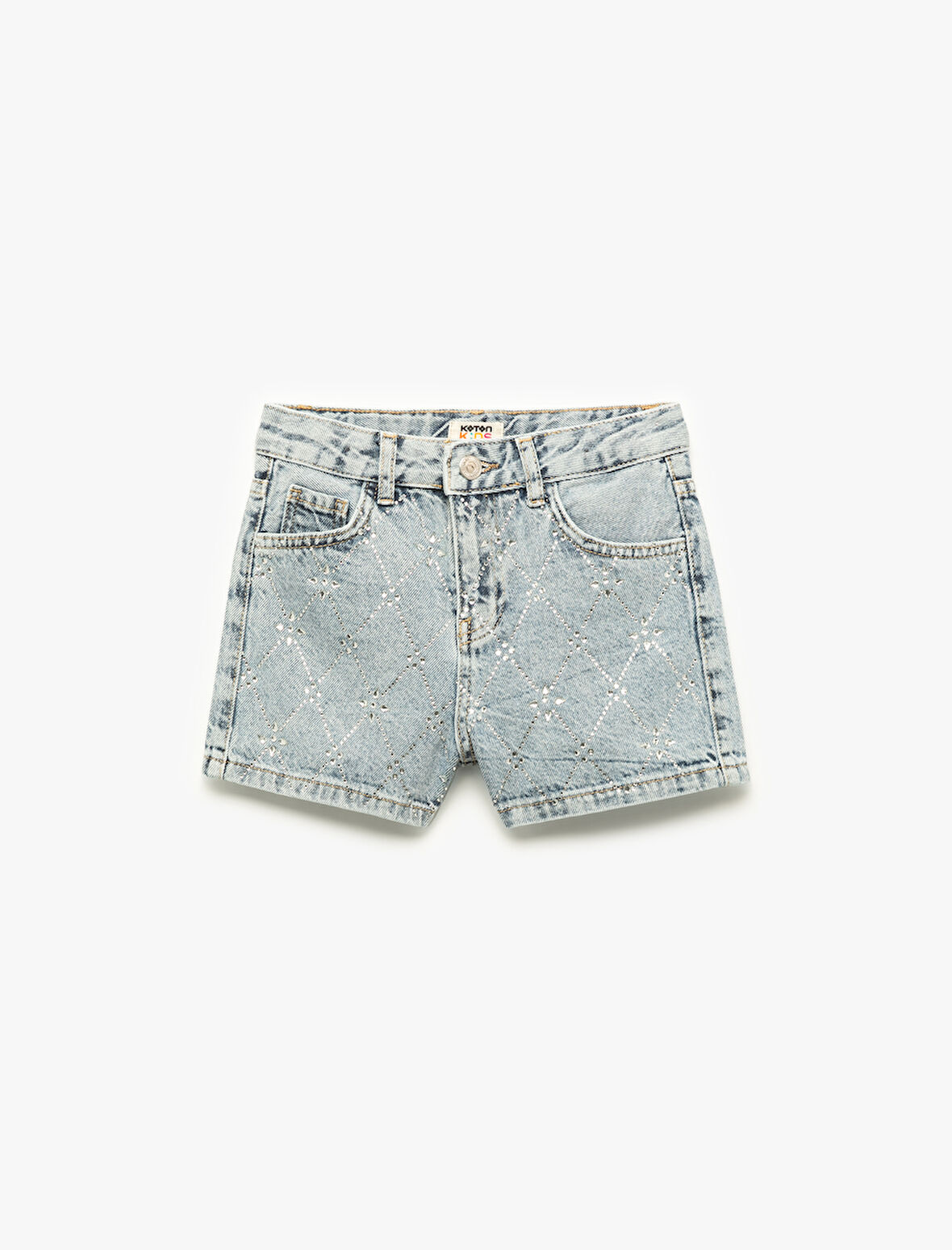 Pamuklu Slim Fit Taş Detaylı Denim Şort