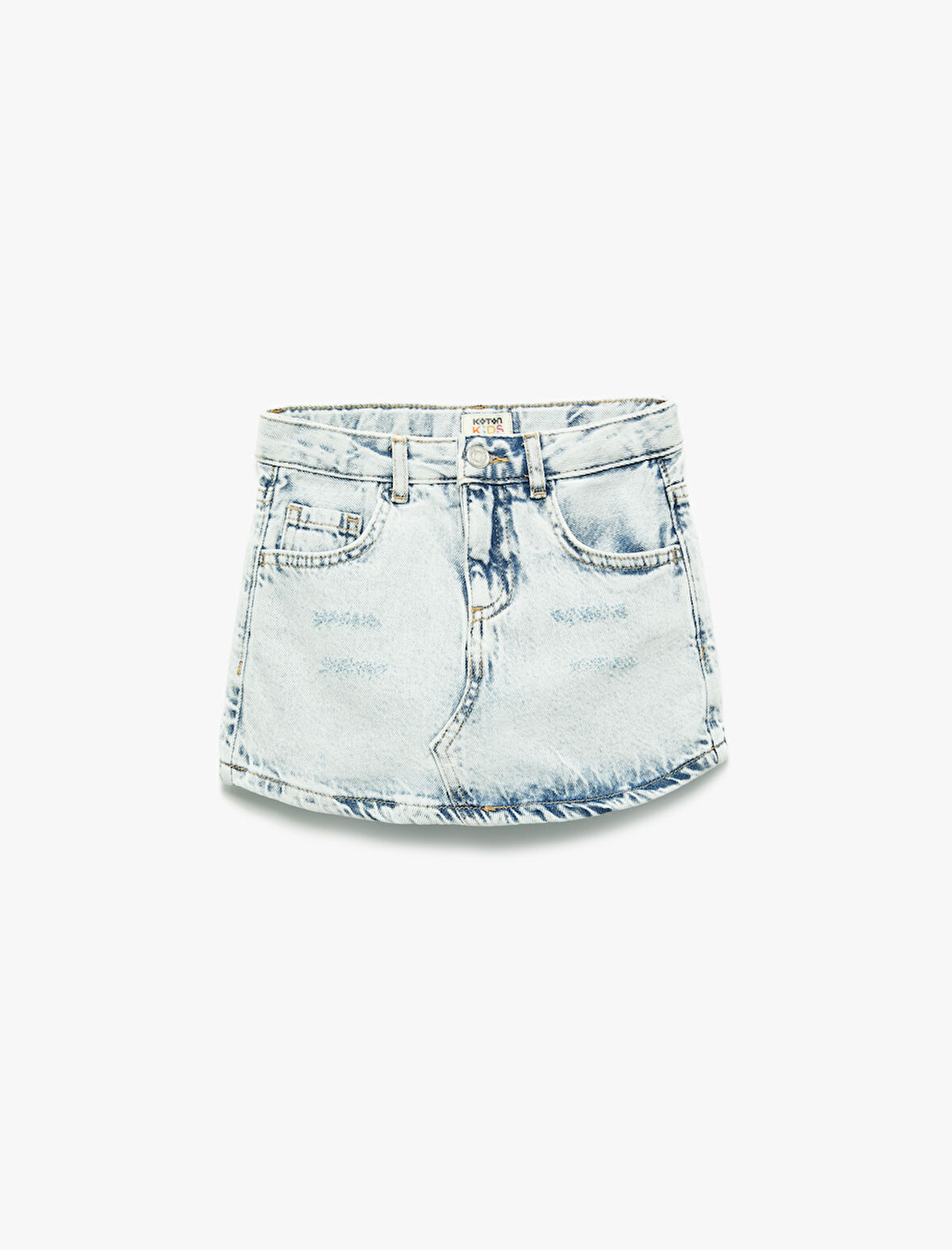 Pamuklu Düğmeli Cepli Denim Şort Etek