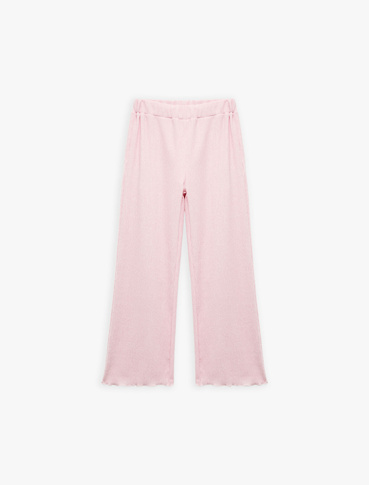 Viskon Karışımlı Beli Lastikli Geniş Paça Pantolon