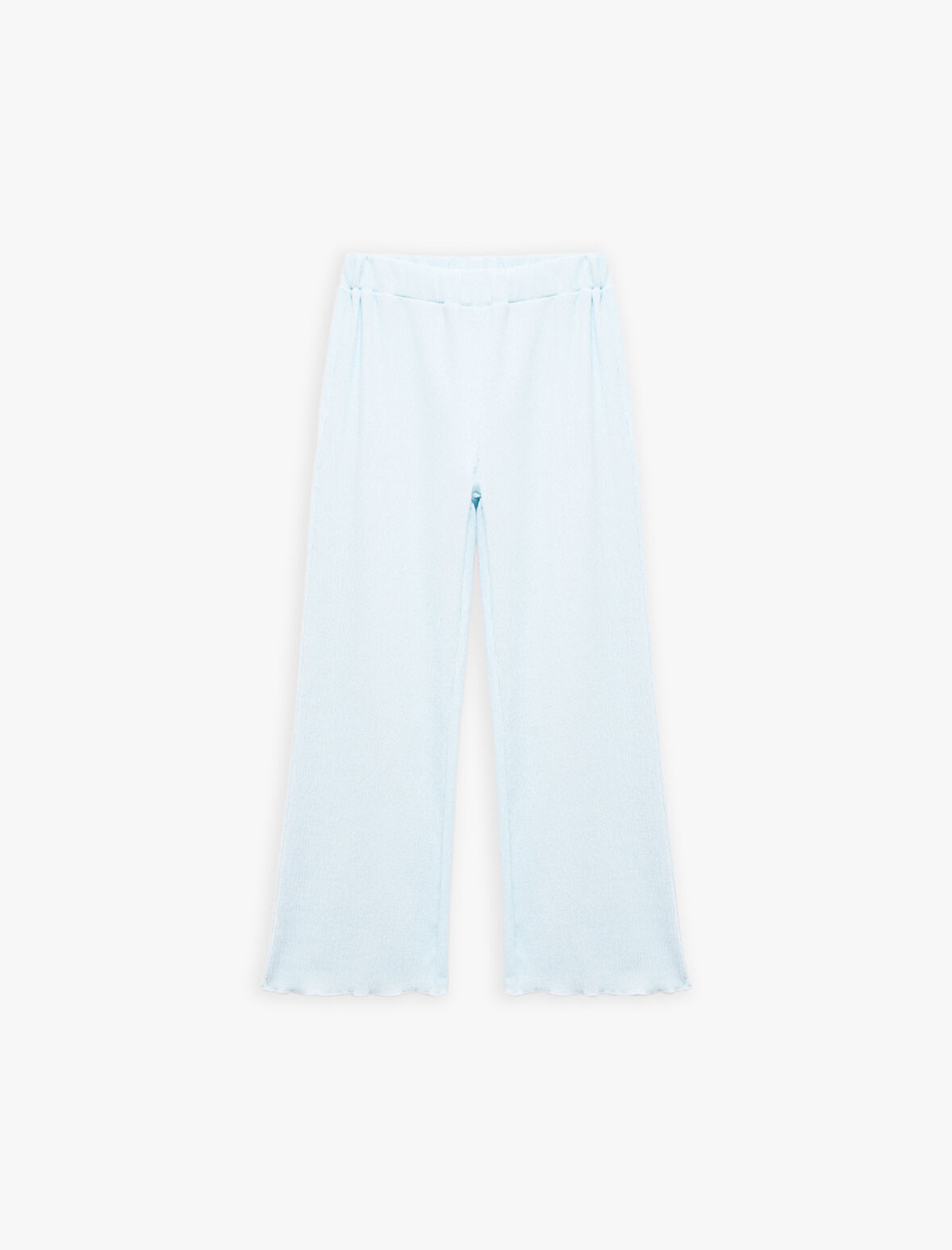 Viskon Karışımlı Beli Lastikli Geniş Paça Pantolon