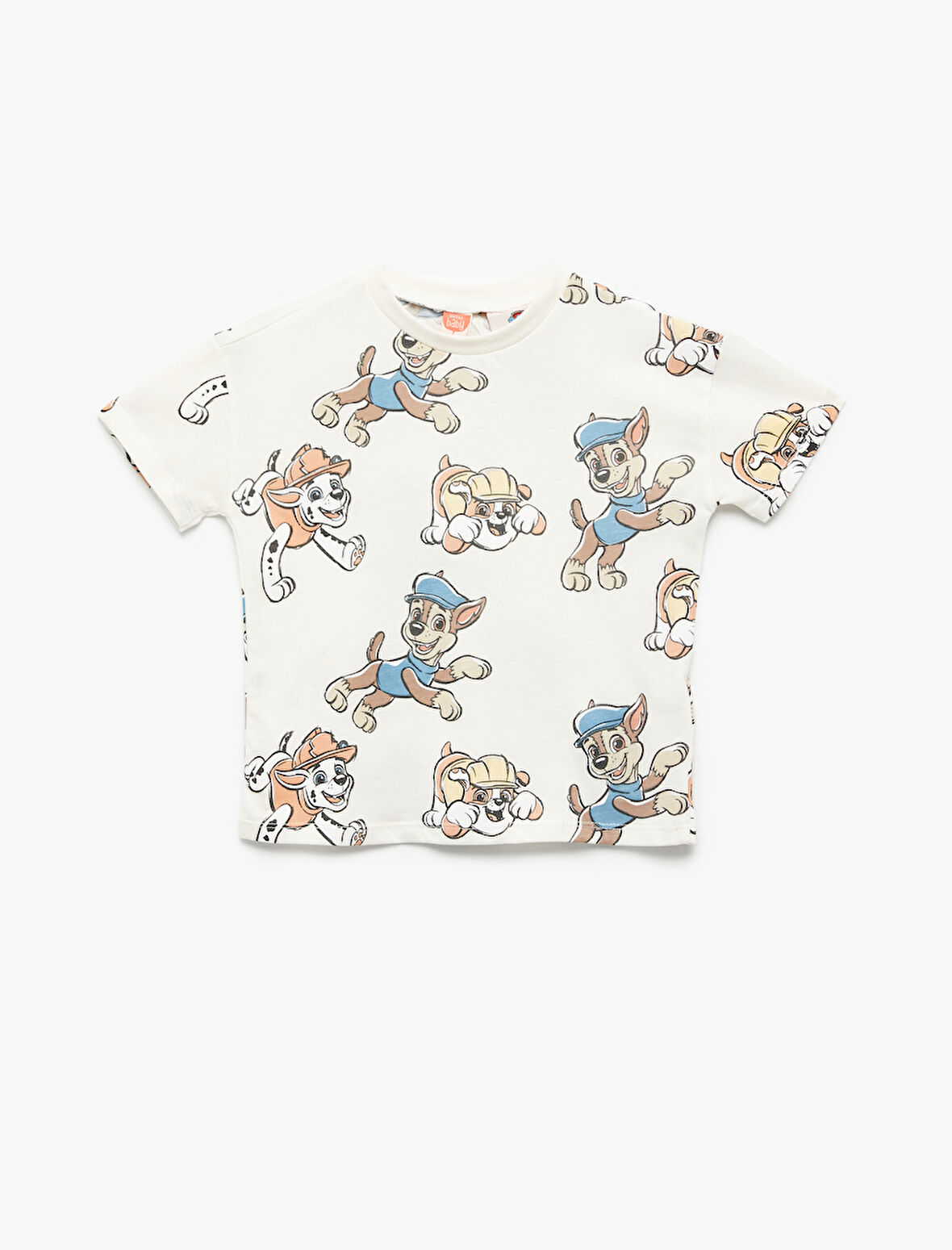 Paw Patrol Baskılı Lisanslı Kısa Kollu Bisiklet Yaka Pamuklu Tişört