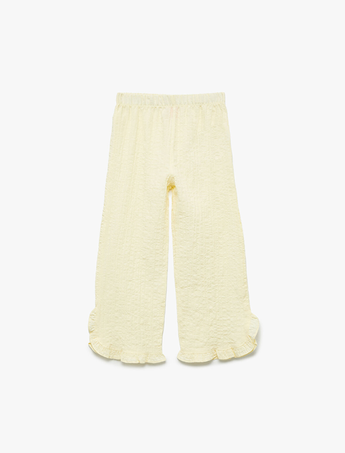Crinkle Fırfır Detaylı Beli Lastikli Geniş Paça Pantolon