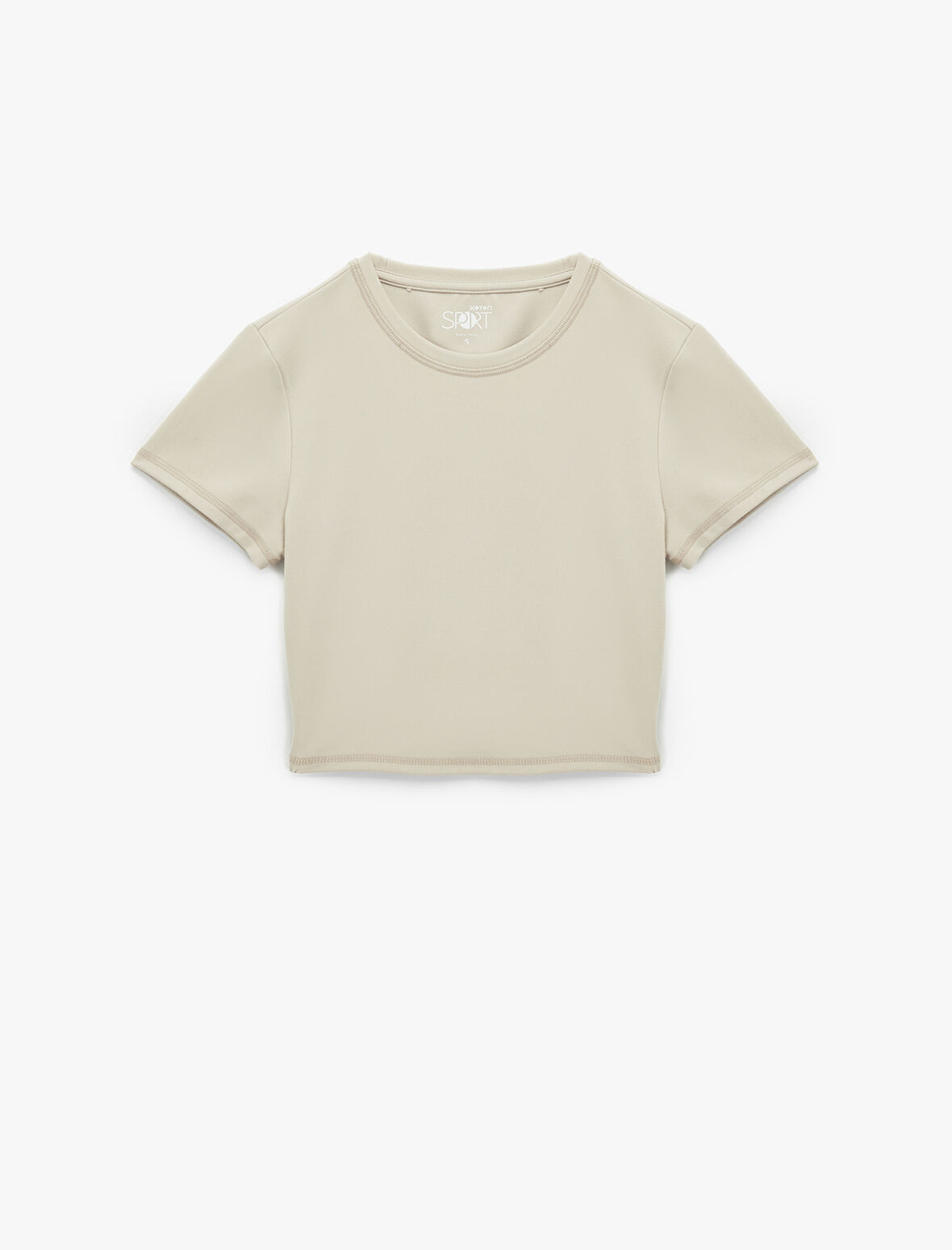 Kısa Kollu Bisiklet Yaka Basic Crop Slim Fit Spor Tişört