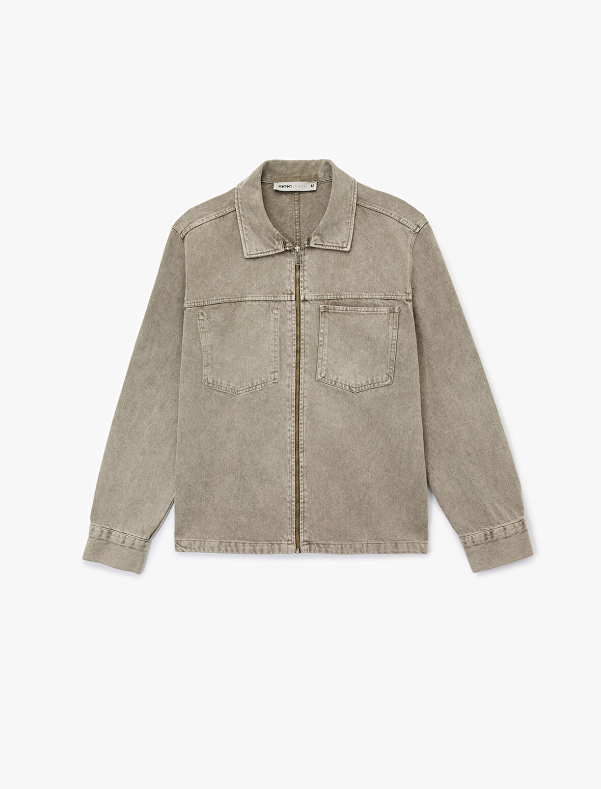 Uzun Kollu Dikiş Detaylı Klasik Yaka Cepli Pamuklu Jean Gömlek Ceket