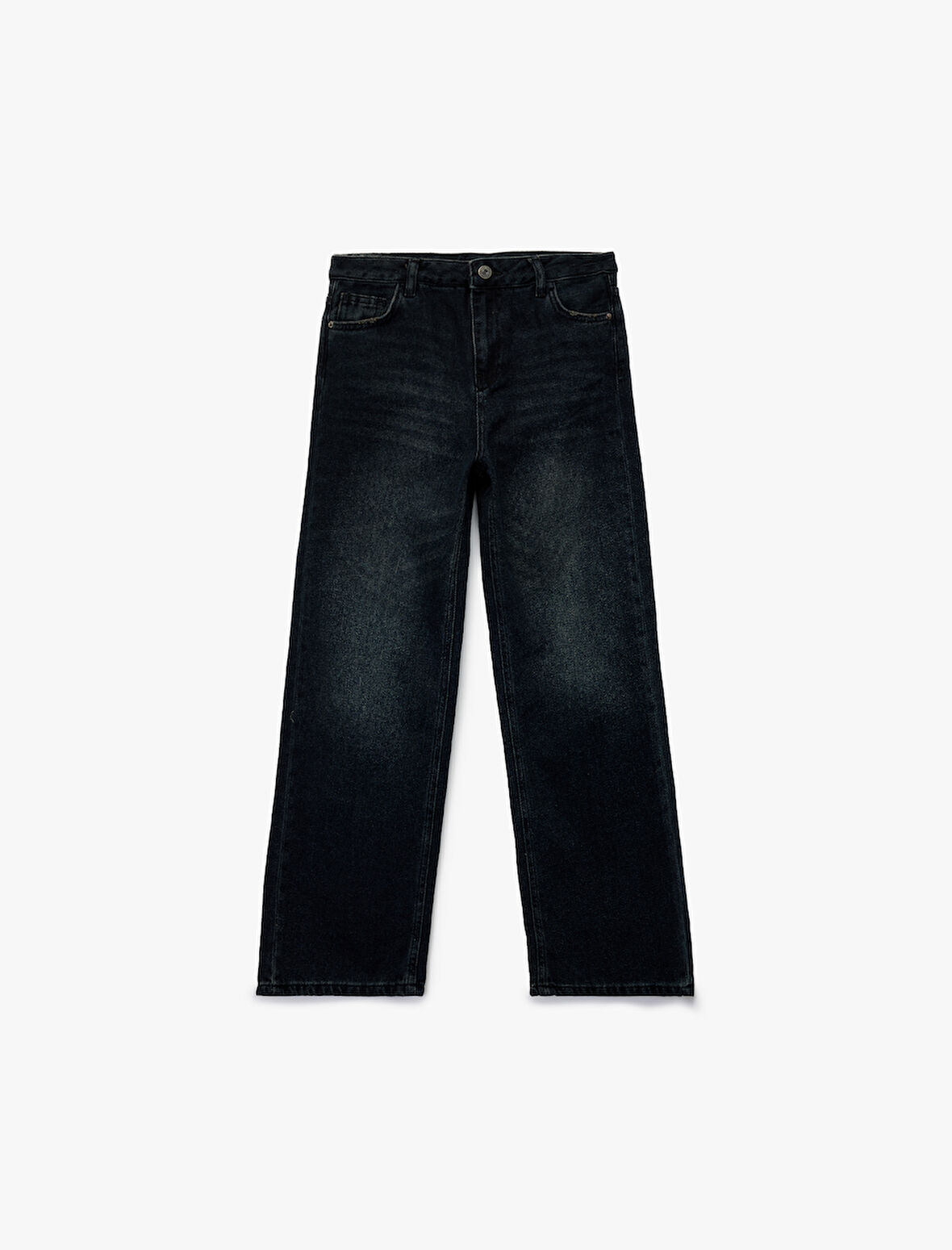 Pamuklu Cep Detaylı Bol Paça Denim Pantolon