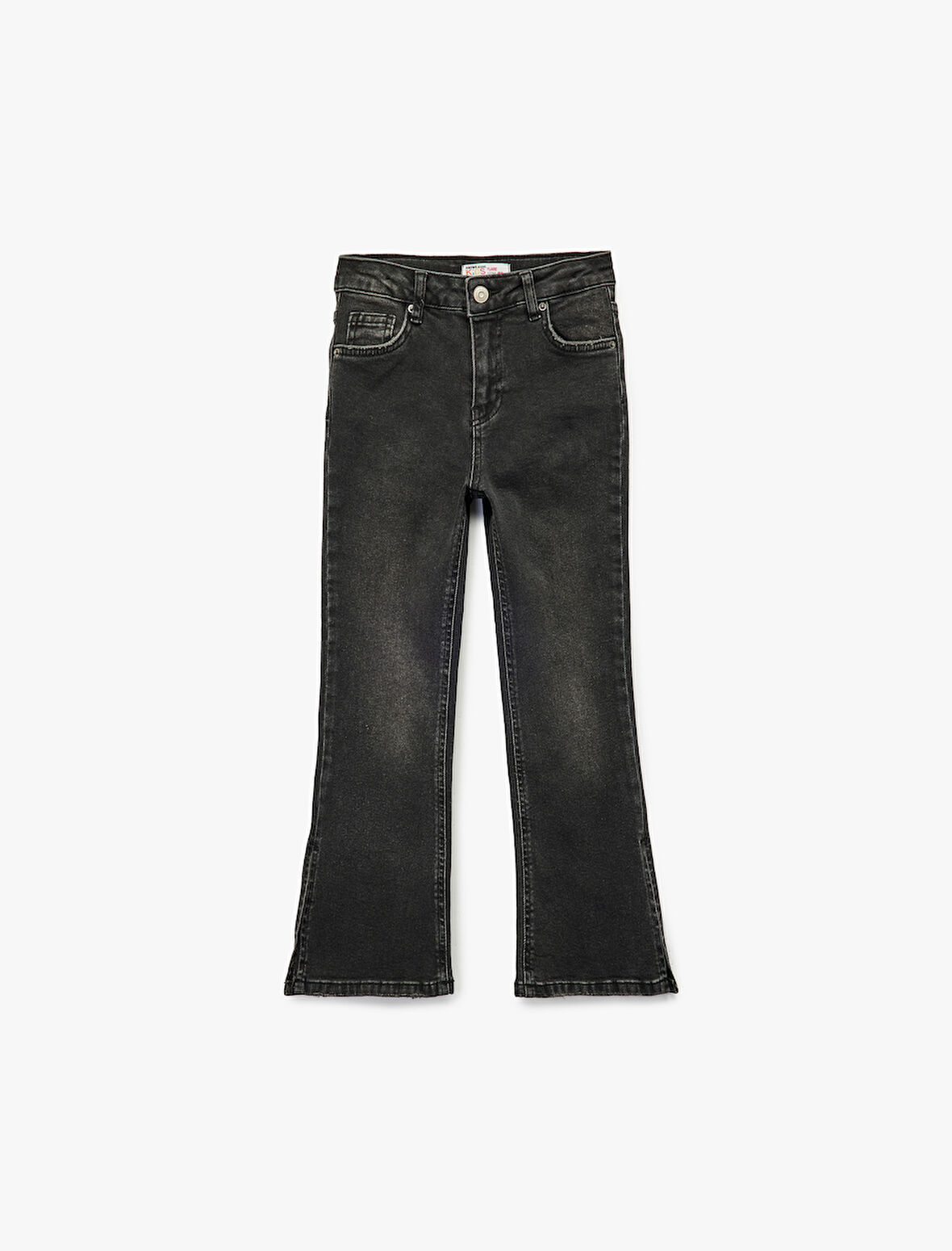 Yüksek Bel Slim Fit Pamuklu İspanyol Paça Denim Pantolon