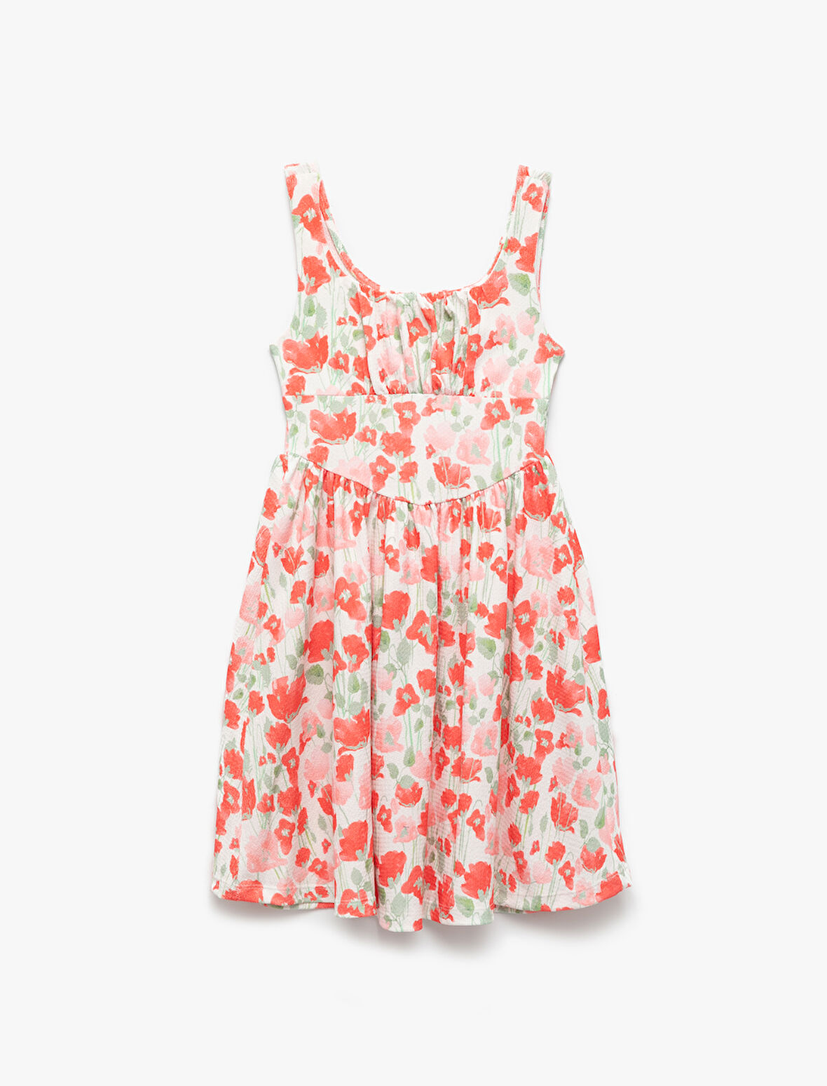 Yuvarlak Yaka A Kesim Çiçekli Askılı Elbise