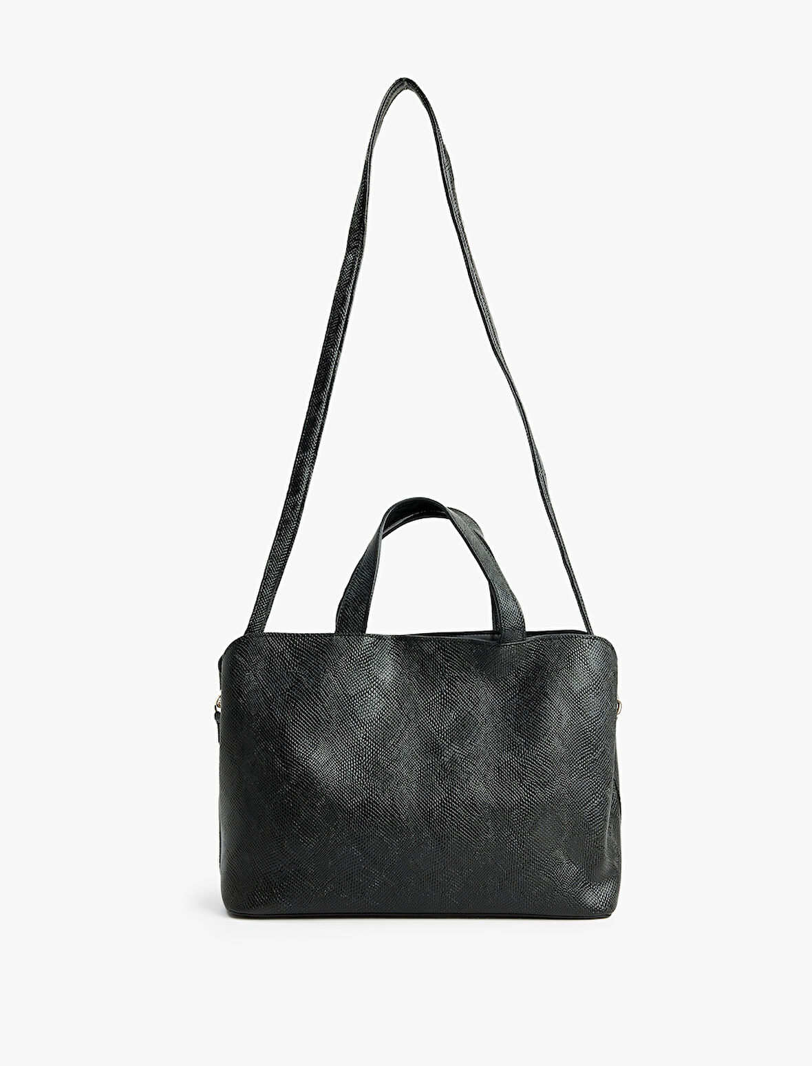 Yılan Derisi Desenli Suni Deri Saplı Askılı Tote Çanta