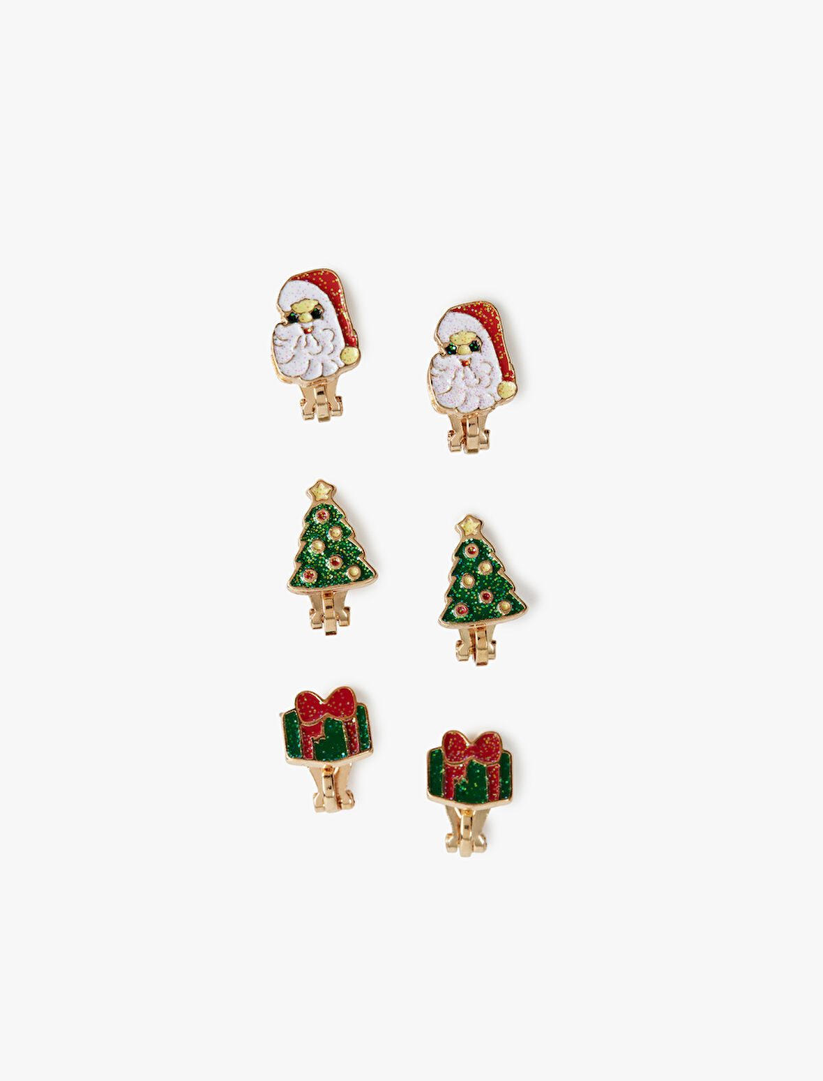 Çok Renkli Yılbaşı Temalı 3'lü Küpe Seti