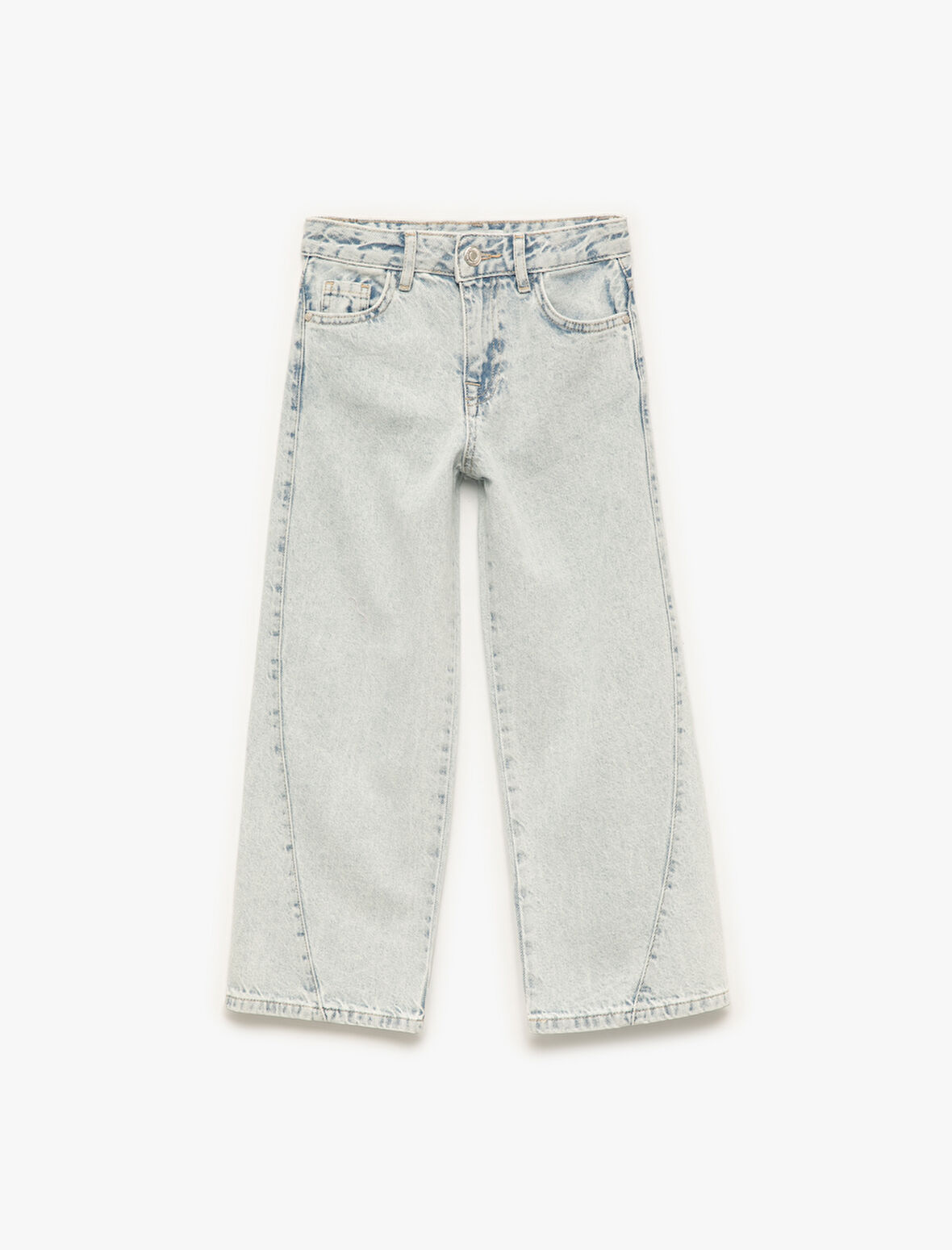 Pamuklu Cepli Geniş Paça Denim Pantolon