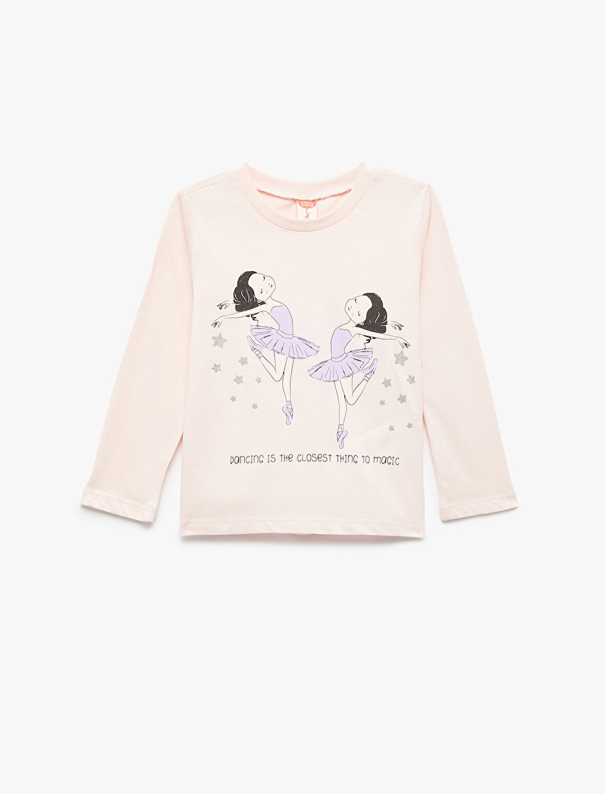 Uzun Kollu Bisiklet Yaka Pamuklu Baskılı Tişört