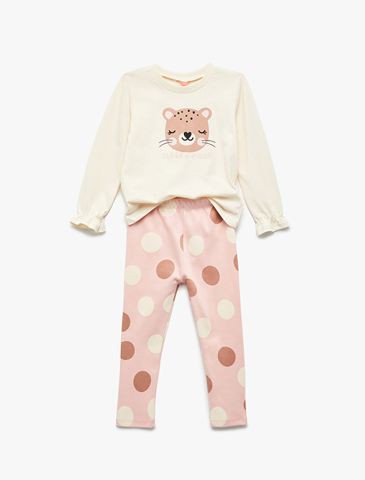 Pamuklu Uzun Kollu Baskılı Tişört ve Tayt Seti