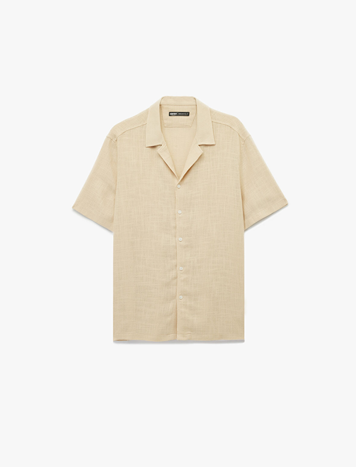 Regular Fit Kısa Kollu Havlu Kumaş Devrik Yaka Pamuklu Gömlek