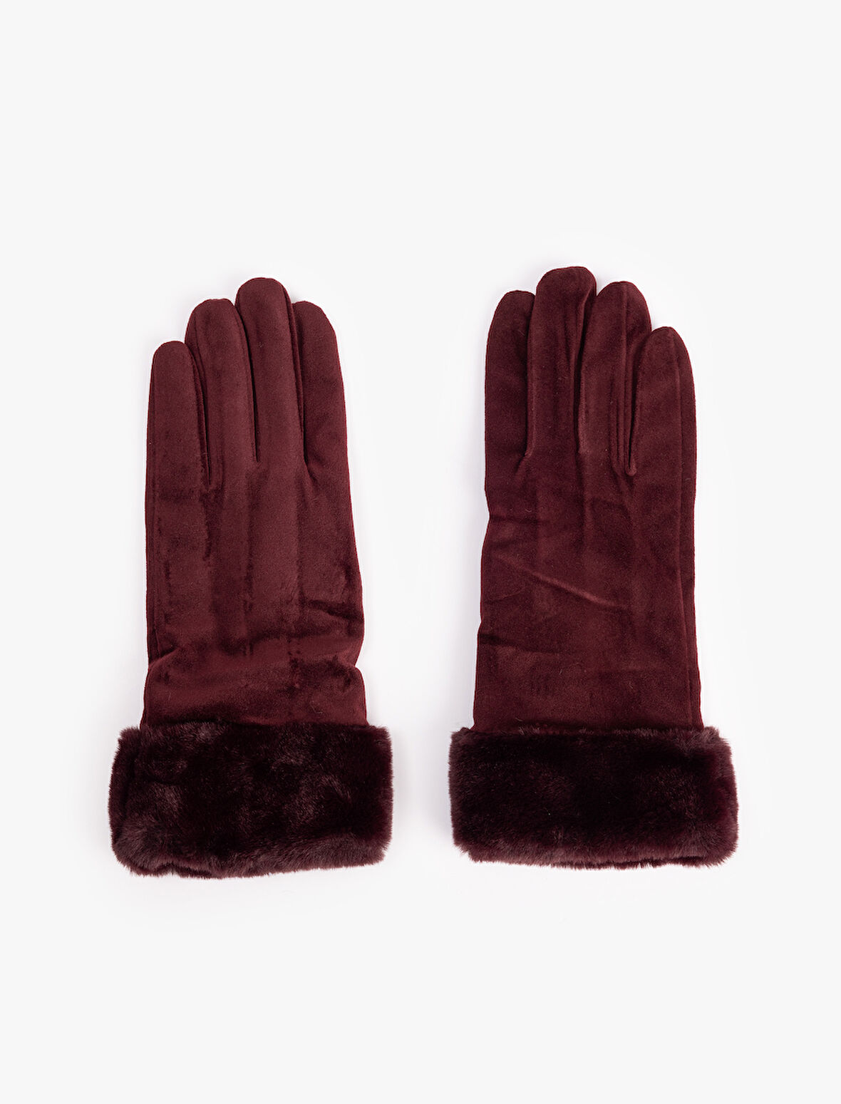 Suni Kürk Detaylı Süet Görünümlü Eldiven