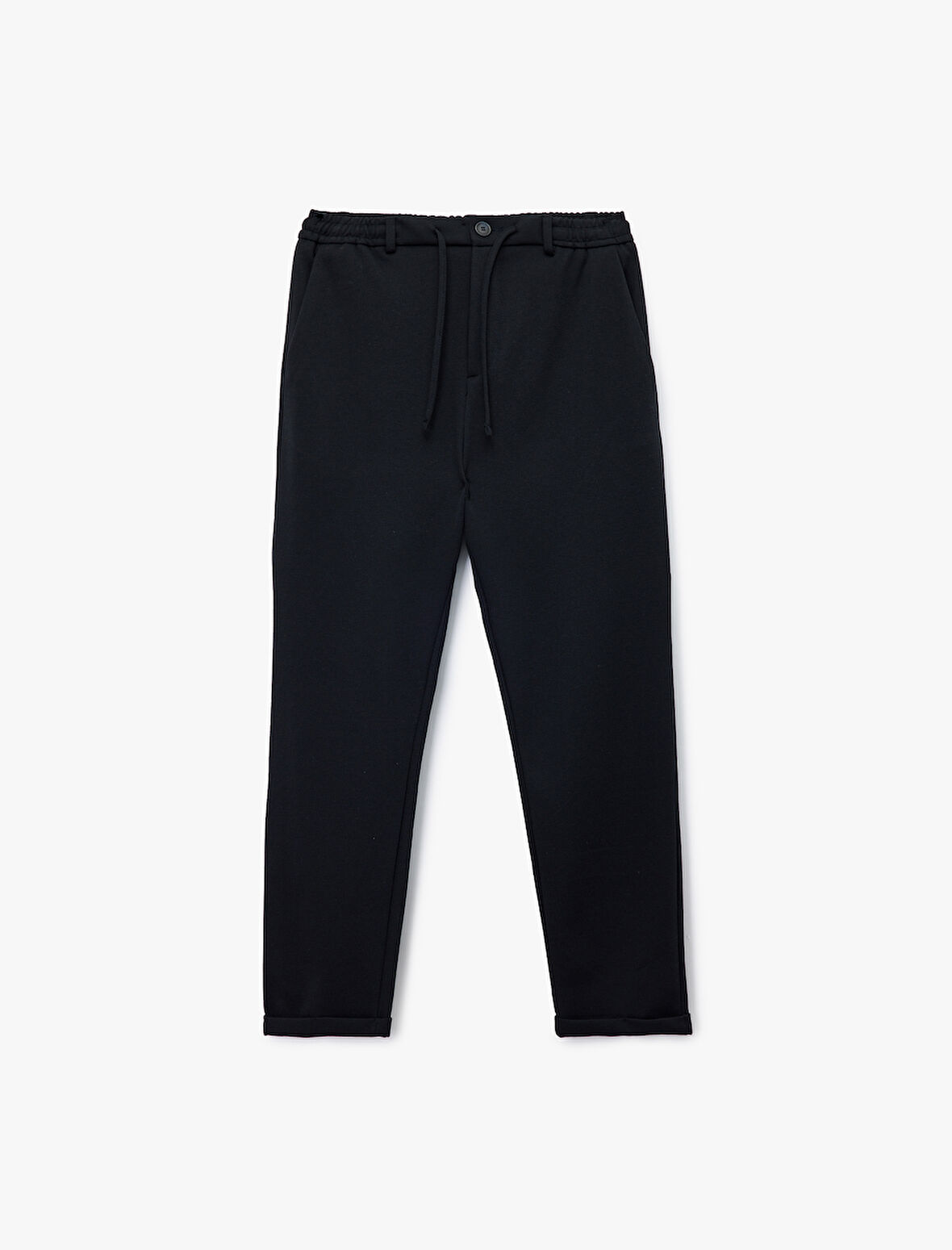 Beli Bağcıklı Düğmeli Pike Kumaş Cep Detaylı Duble Paça Slim Fit Pantolon