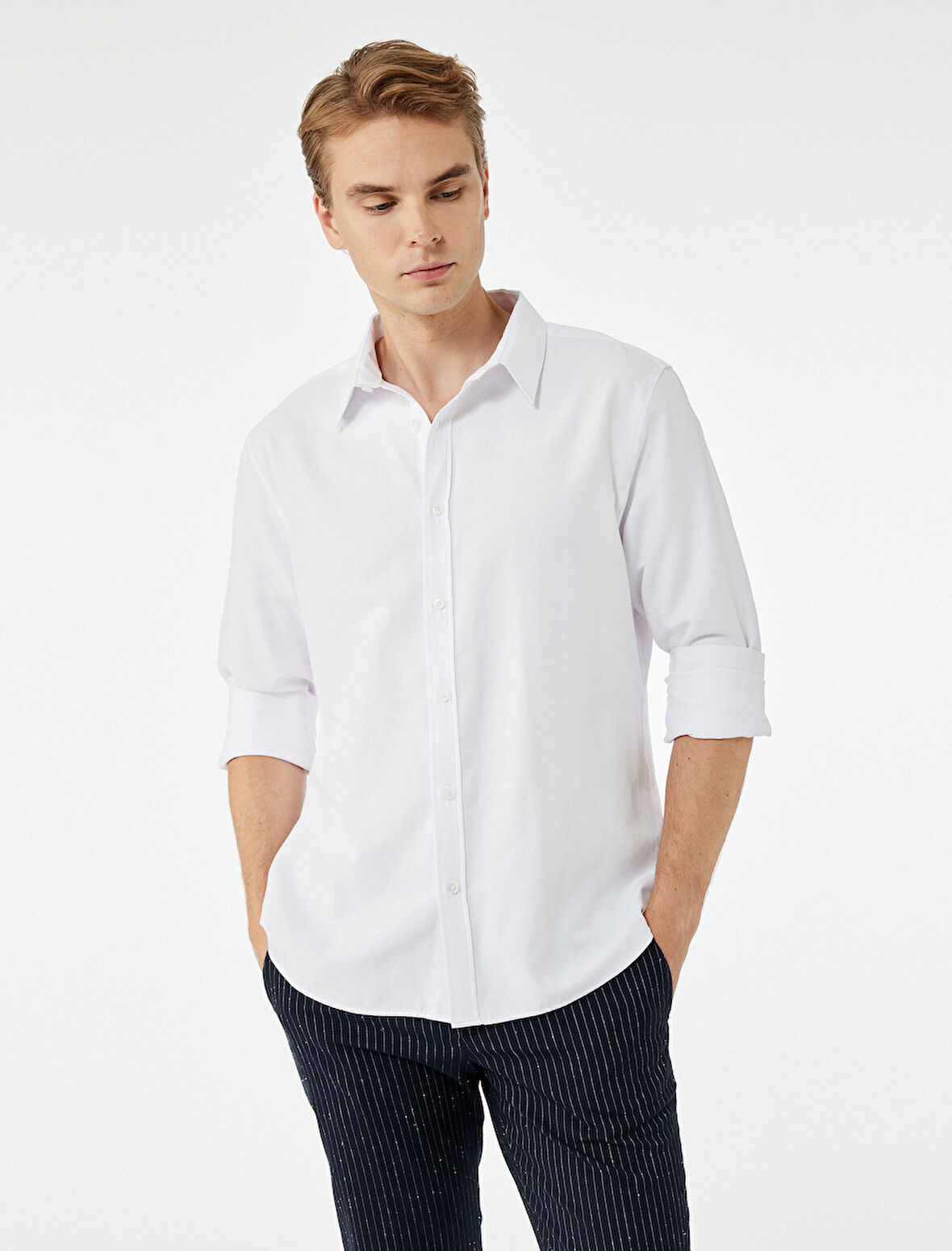 Regular Fit Klasik Yaka Uzun Kollu Oxford Gömlek