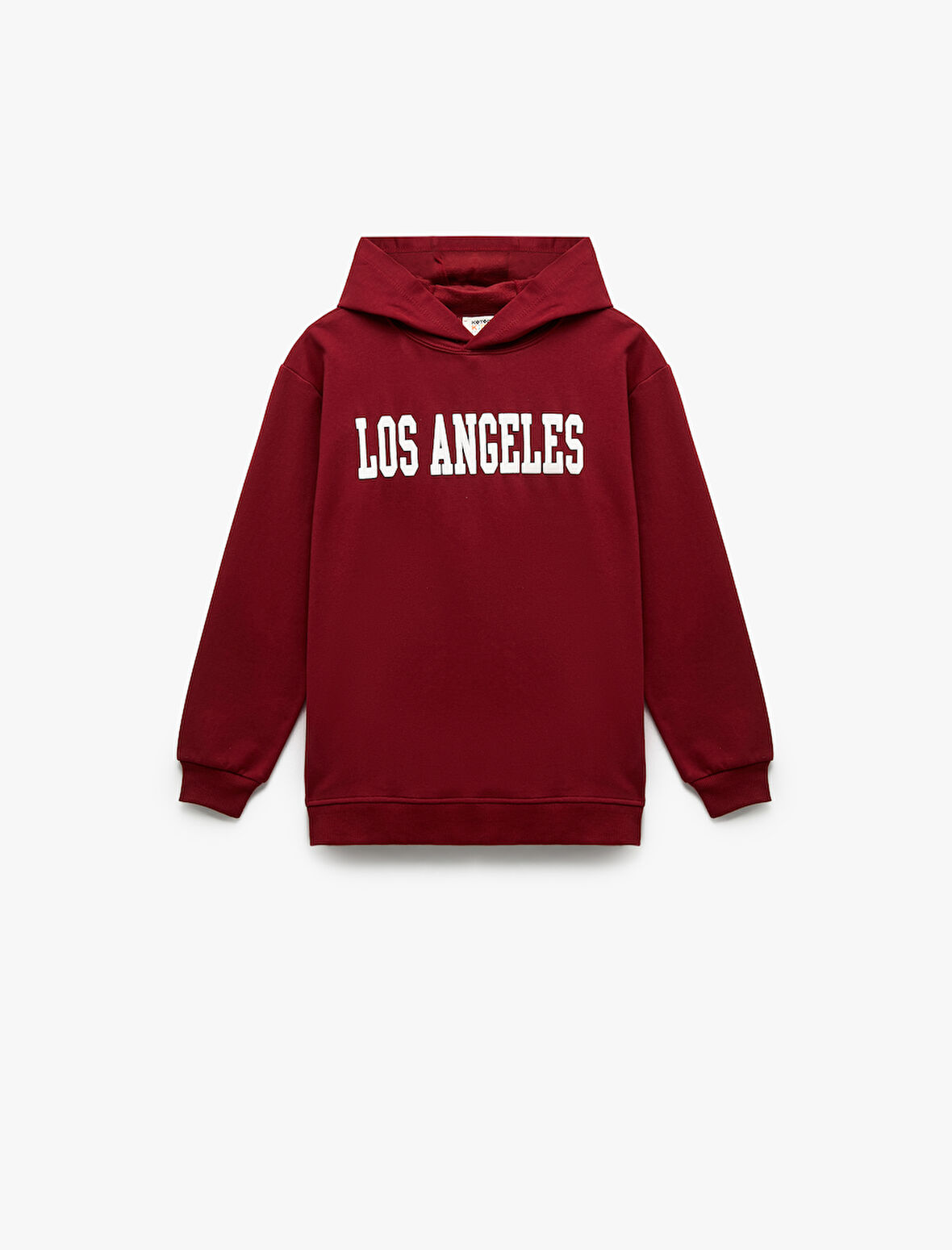 Uzun Kollu Baskılı Şardonlu Kapşonlu Sweatshirt