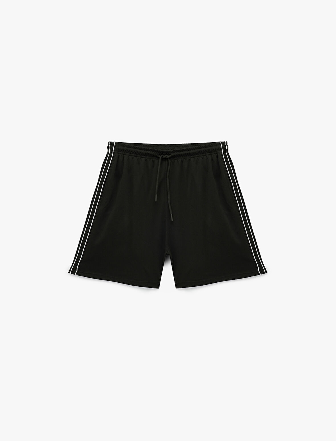 Beli Bağlamalı Cepli Yanları Şerit Detaylı Kısa Spor Şort