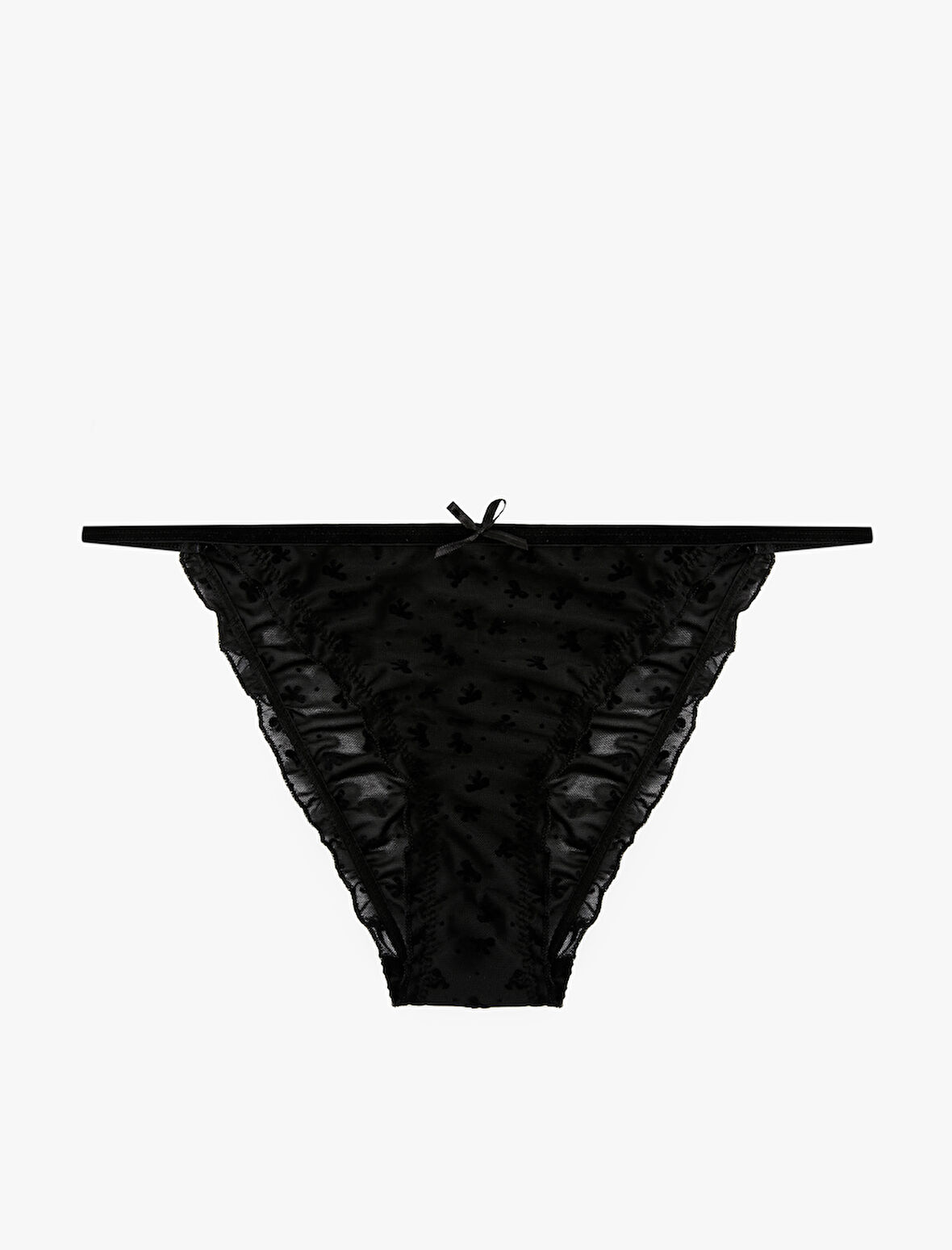 Fırfır Detaylı Yanları İpli Tül Brazilian Külot