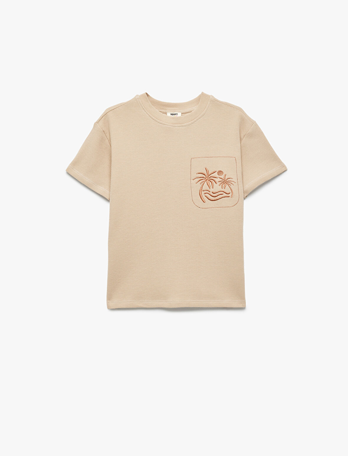 Nakış Detaylı Kısa Kollu Bisiklet Yaka Pamuklu Tişört