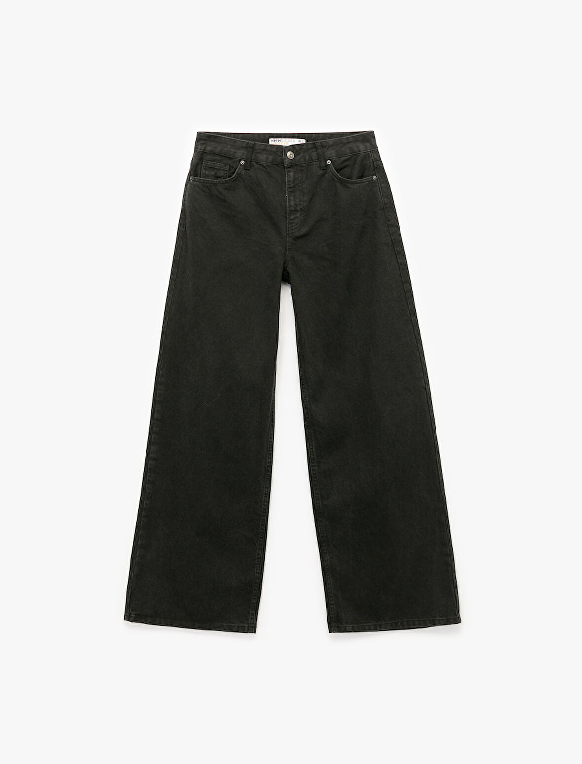 Normal Bel Cepli Düğmeli Pamuklu Rahat Kesim Geniş Paça Jean Pantolon - Loose Straight Fit Jeans