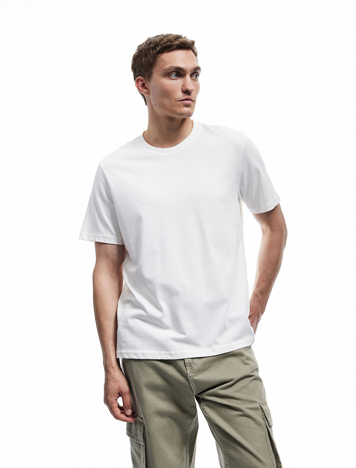 Bisiklet Yaka Regular Fit Tok Kumaş Pamuklu Kısa Kollu Tişört