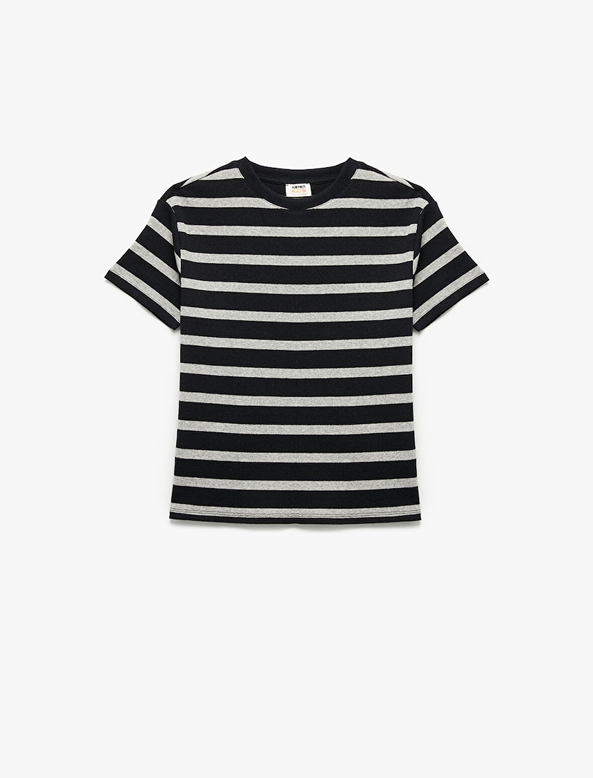 Bisiklet Yaka Kısa Kollu Kaşkorse Çizgili Tişört