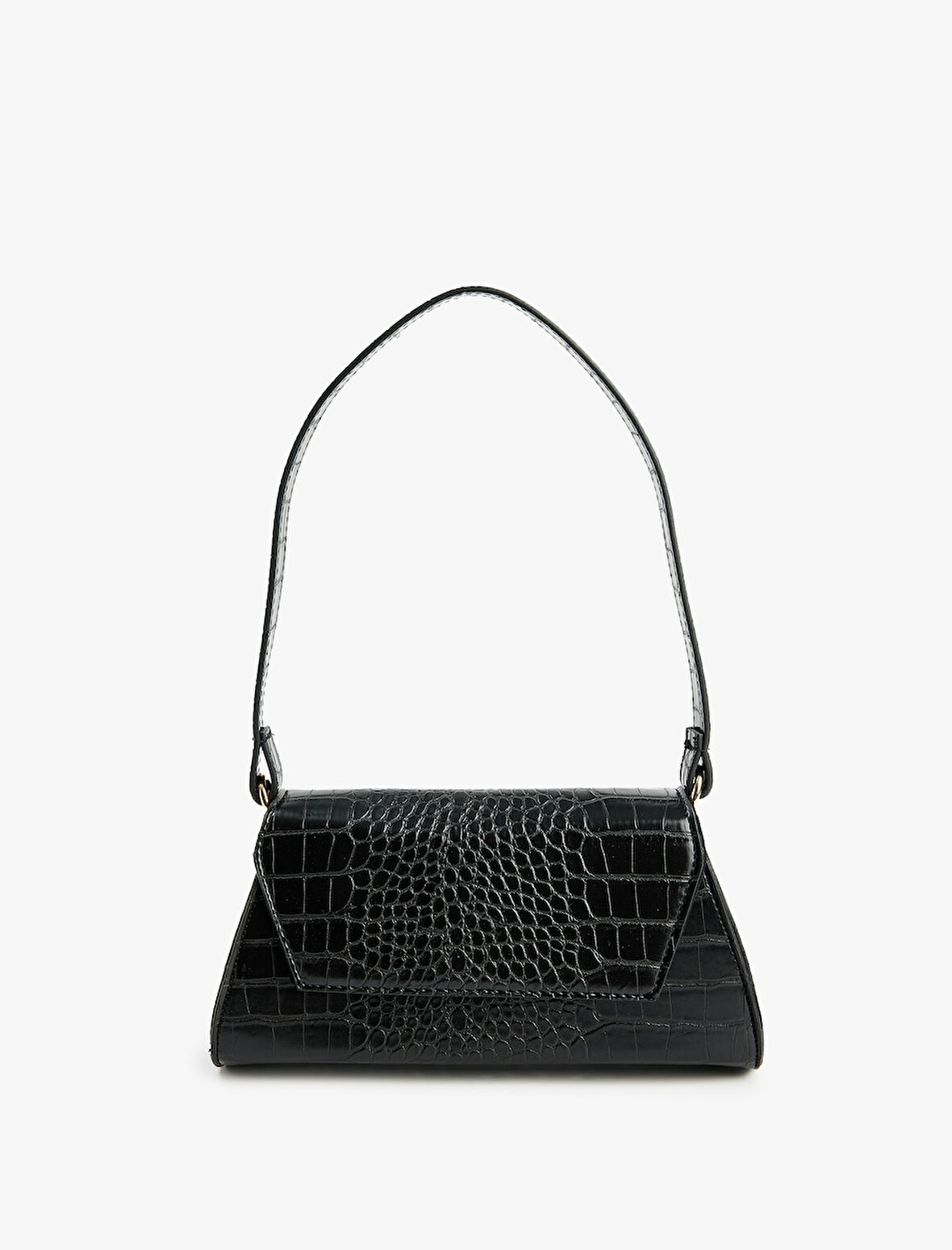 Timsah Derisi Görünümlü Kapaklı Askılı Omuz Çantası