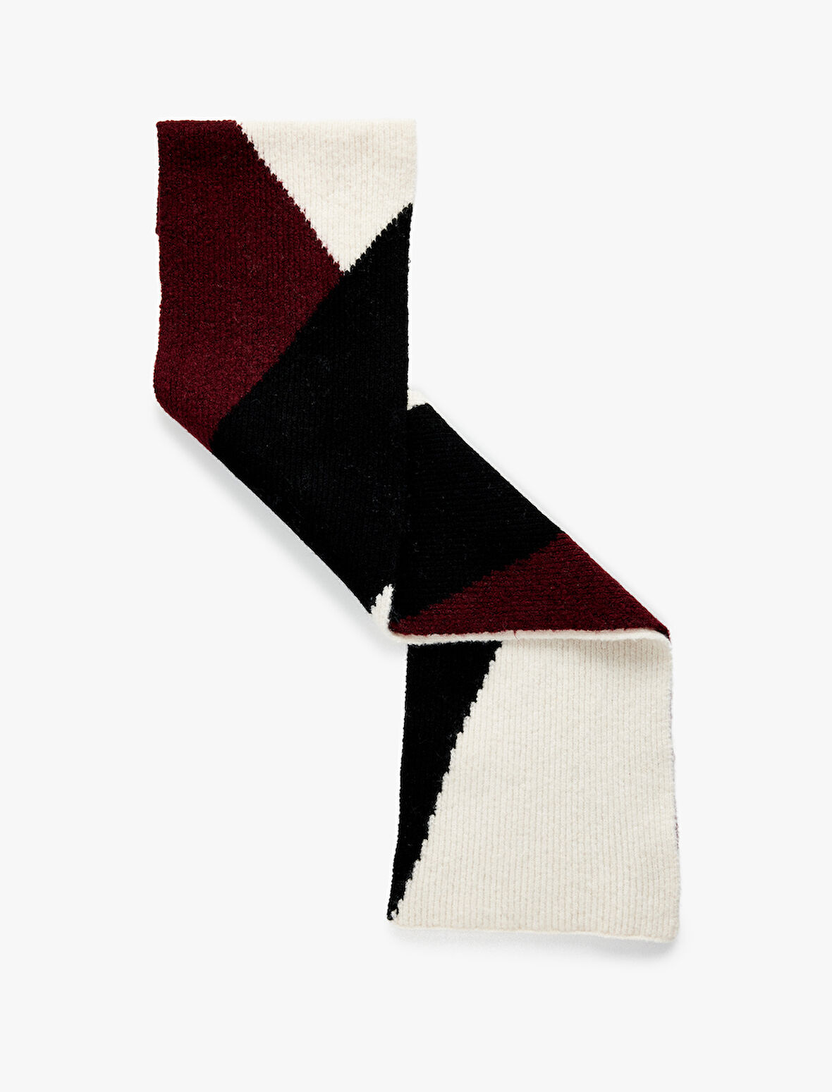 Geometrik Desenli Uzun Triko Atkı