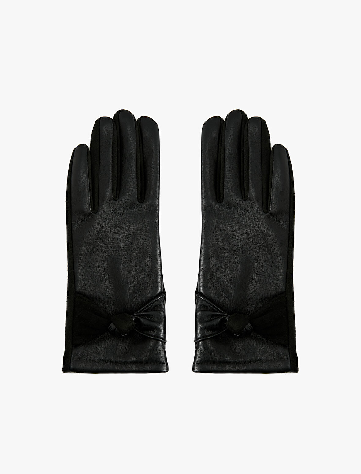 Kurdele Detaylı Suni Deri Eldiven